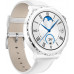 Huawei Watch GT 3 Pro 43mm Silver Bazel White Ceramic Case With White Leather Strap