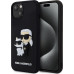 Karl Lagerfeld 3D Rubber Karl and Choupette Zadní Kryt pro iPhone 15 Black