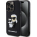 Karl Lagerfeld 3D Rubber Karl and Choupette Zadní Kryt pro iPhone 15 Pro Black