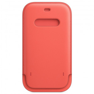 Kožený návlek s MagSafe na iPhone 12 / iPhone 12 Pro citrusově růžový