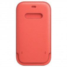 Kožený návlek s MagSafe na iPhone 12 Pro Max citrusově růžový