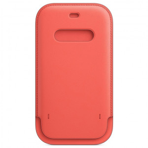 Kožený návlek s MagSafe na iPhone 12 Pro Max citrusově růžový