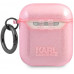 Karl Lagerfeld TPU Glitter Choupette Head Pouzdro pro Airpods 1/2 Pink
