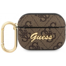 Guess 4G Script PC/PU Pouzdro pro Airpods Pro Brown