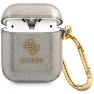 Guess 4G TPU Glitter Pouzdro pro Airpods 1/2 Black