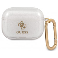 Guess 4G TPU Glitter Pouzdro pro Airpods Pro Transparent