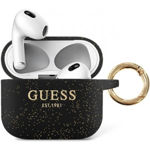 Guess Glitter Printed Logo Silikonové Pouzdro pro Airpods 3 Black