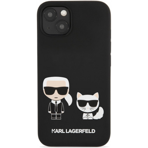 Karl Lagerfeld and Choupette Liquid Silicone Pouzdro pro iPhone 13 Black