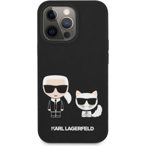Karl Lagerfeld and Choupette Liquid Silicone Pouzdro pro iPhone 13 Pro Black