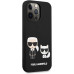 Karl Lagerfeld and Choupette Liquid Silicone Pouzdro pro iPhone 13 Pro Black