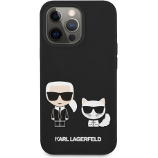 Karl Lagerfeld and Choupette Liquid Silicone Pouzdro pro iPhone 13 Pro Max Black