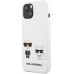 Karl Lagerfeld and Choupette Liquid Silicone Pouzdro pro iPhone 13 mini White