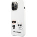 Karl Lagerfeld and Choupette Liquid Silicone Pouzdro pro iPhone 13 Pro White