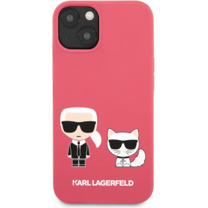 Karl Lagerfeld and Choupette Liquid Silicone Pouzdro pro iPhone 13 Red