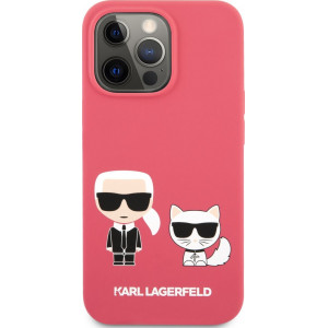Karl Lagerfeld and Choupette Liquid Silicone Pouzdro pro iPhone 13 Pro Red