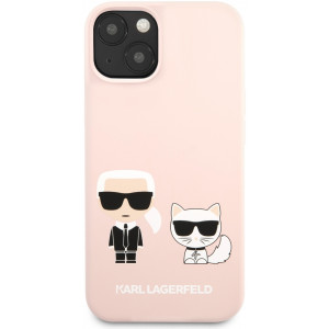 Karl Lagerfeld and Choupette Liquid Silicone Pouzdro pro iPhone 13 Pink