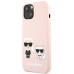 Karl Lagerfeld and Choupette Liquid Silicone Pouzdro pro iPhone 13 Pink