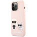 Karl Lagerfeld and Choupette Liquid Silicone Pouzdro pro iPhone 13 Pro Pink