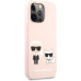 Karl Lagerfeld and Choupette Liquid Silicone Pouzdro pro iPhone 13 Pro Pink