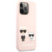 Karl Lagerfeld and Choupette Liquid Silicone Pouzdro pro iPhone 13 Pro Max Pink