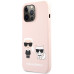 Karl Lagerfeld and Choupette Liquid Silicone Pouzdro pro iPhone 13 Pro Max Pink