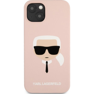 Karl Lagerfeld Liquid Silicone Karl Head pouzdro pro iPhone 13 Light Pink