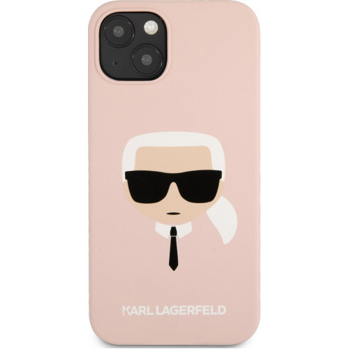 Karl Lagerfeld Liquid Silicone Karl Head pouzdro pro iPhone 13 Light Pink