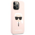 Karl Lagerfeld Liquid Silicone Karl Head Kryt pro iPhone 13 Pro Light Pink