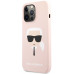 Karl Lagerfeld Liquid Silicone Karl Head Kryt pro iPhone 13 Pro Max Light Pink