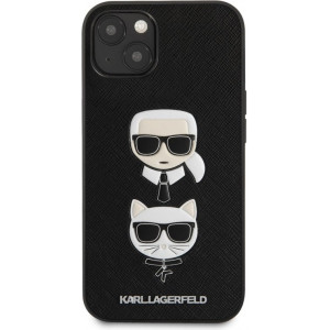 Karl Lagerfeld PU Saffiano Karl and Choupette Heads Kryt pro iPhone 13 mini Black