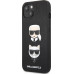 Karl Lagerfeld PU Saffiano Karl and Choupette Heads Kryt pro iPhone 13 Black