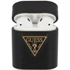 Guess Saffiano Pouzdro pro AirPods 1 / 2 Black