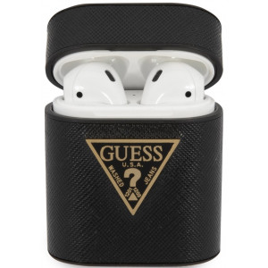 Guess Saffiano Pouzdro pro AirPods 1 / 2 Black