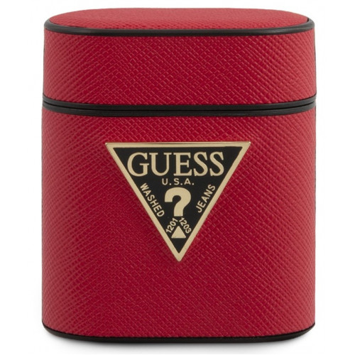 Guess Saffiano Pouzdro pro AirPods 1 / 2 Red