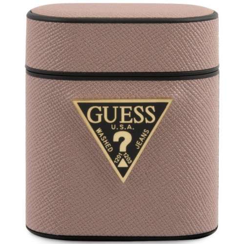 Guess Saffiano Pouzdro pro AirPods 1 / 2 Pink