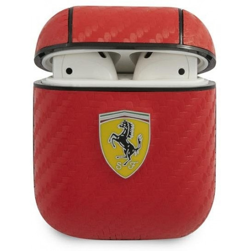 FESA2CARE Ferrari Carbon PC/PU Pouzdro pro Airpods 1/2 Red