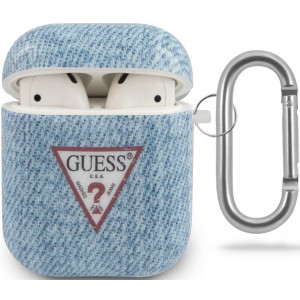 Guess Denim Triangle Pouzdro pro Airpods 1/2 Light Blue