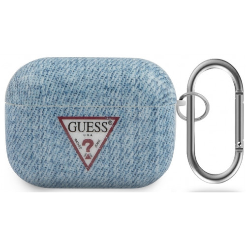 Guess Denim Triangle Pouzdro pro Airpods Pro Light Blue