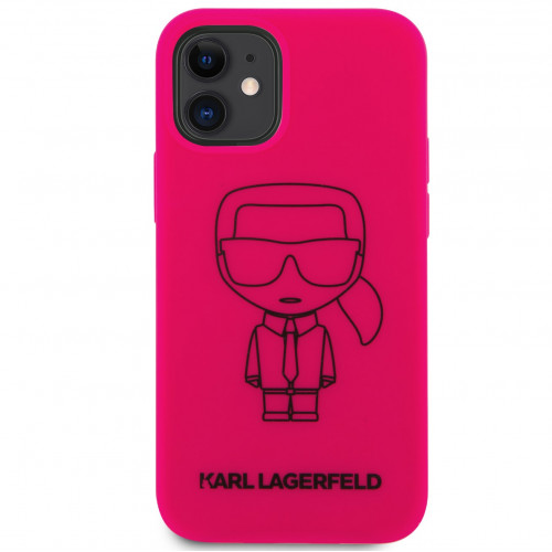 Karl Lagerfeld Iconic Outline Silikonový Kryt pro iPhone 12 mini Pink
