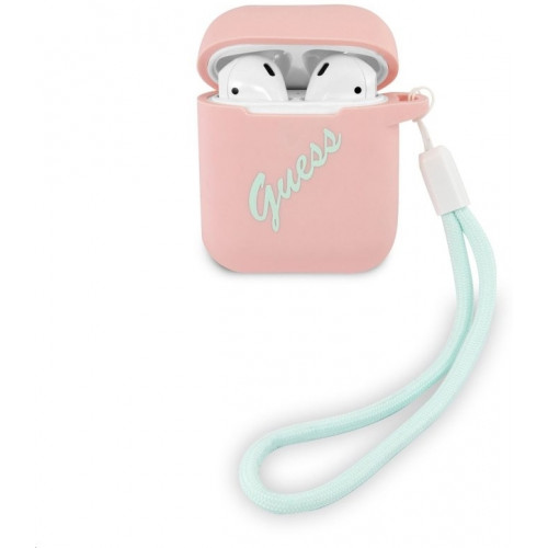 Guess Vintage Silikonové Pouzdro pro Airpods 1/2 Pink