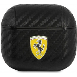 Ferrari Carbon PC/PU Pouzdro pro Airpods 3 Black
