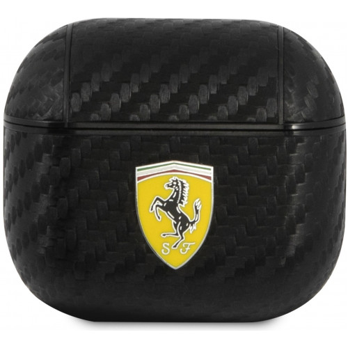 Ferrari Carbon PC/PU Pouzdro pro Airpods 3 Black