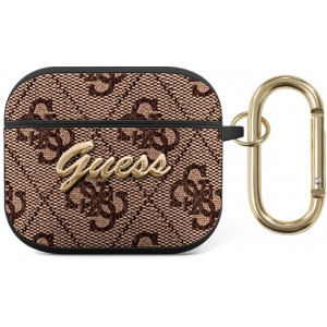 Guess 4G Script PC/PU Pouzdro pro Airpods 3 Brown