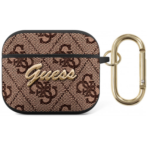 Guess 4G Script PC/PU Pouzdro pro Airpods 3 Brown