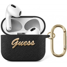 Guess Saffiano PC/PU Metal Logo Pouzdro pro Airpods 3 Black