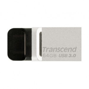 Transcend JetFlash 880 USB + micro USB Flash Drive 64GB Silver