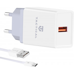 Tactical LZ-067 USB-A 3.1A Cestovní Nabíječka + Type C Kabel White