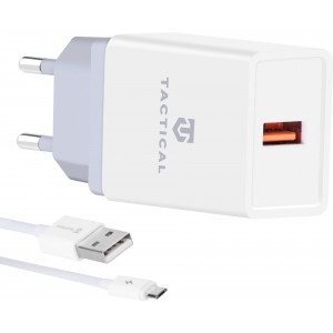 Tactical LZ-067 USB-A 3.1A Cestovní Nabíječka + MicroUSB Kabel White