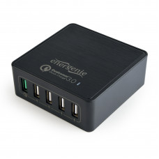 Energenie 5-portová rychlá nabíječka USB, QC 3.0, černá
