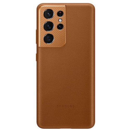 Samsung Kožený Kryt pro Galaxy S21 Ultra 5G Brown